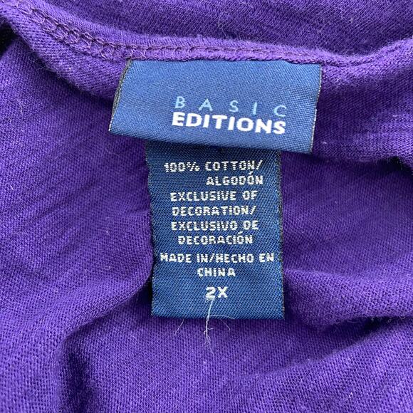 Basic Editions Beaded Purple Tank Top - Picture 3 of 4